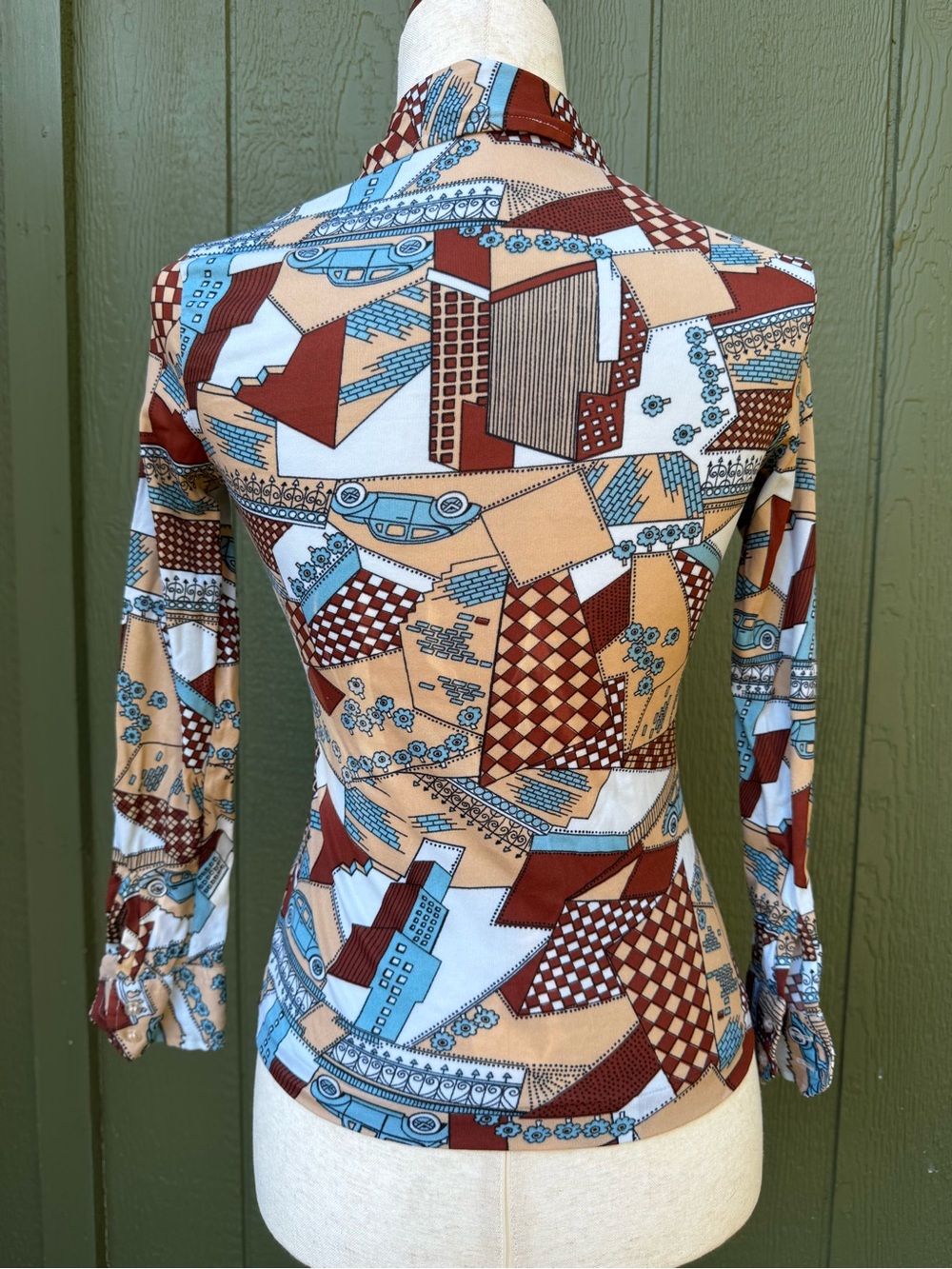 1970s Vintage Novelty Print Metropolitan Blouse - Picture 7 of 8